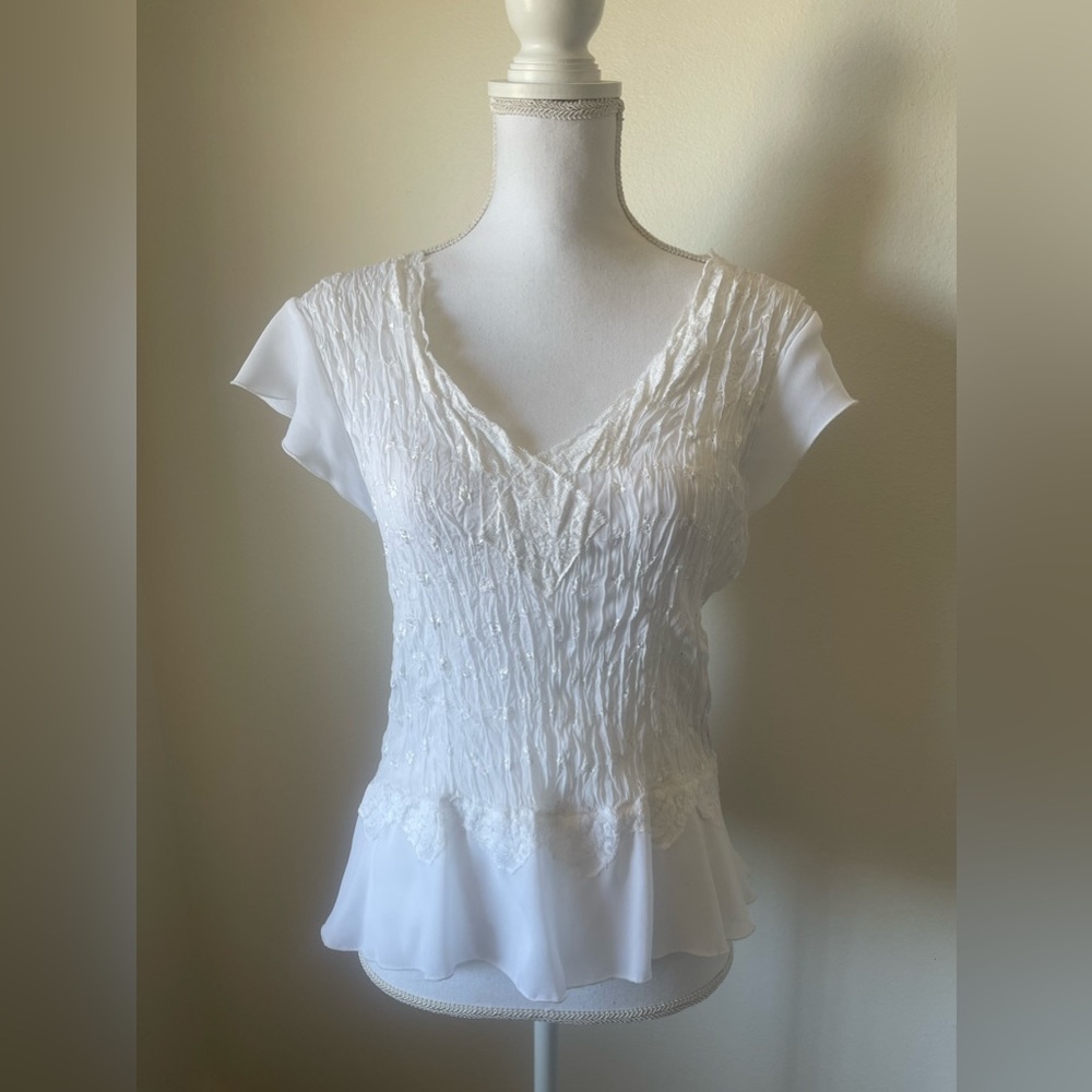 NWT Sunny Taylor Y2K White Lace Top